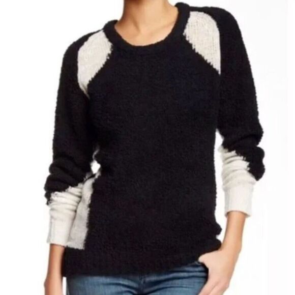IRO PARIS SHANI WOOL BLEND BLACK WHITE SWEATER SMALL - Picture 1 of 5